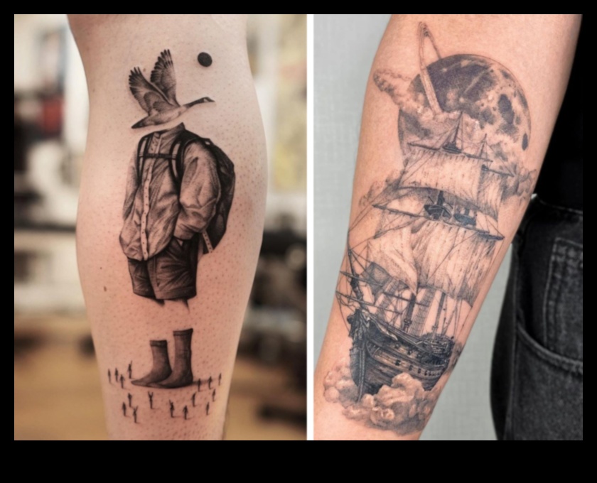 حبر Dreamscape: تصاميم الوشم السريالية والخيالية